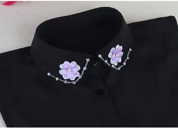 Kórejský Svetre zdobený golier wild korálkové motýľ nové Módne Dekoratívne Jemné fialové kvety žena false Golier na košeli