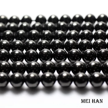 Meihan doprava Zadarmo (2 pramene/set) fyzická 6mm & 8-8.5 mm Jet uhlia hladké kolo voľné čierne korálky pre šperky robiť