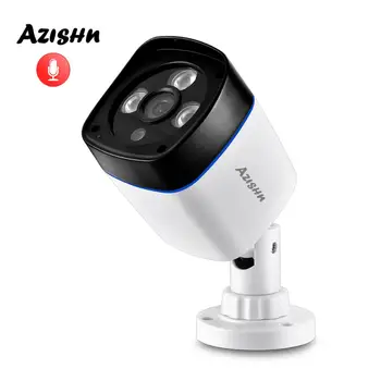 AZISHN H. 265 Audio 5MP 2592X1944 FULL HD IP Kamera, vonkajšie 25M nočné videnie Video Siete onvif P2P 2MP/3MPCCTV Fotoaparát POE/DC