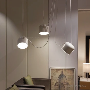 Nordic Osobnosti Jednoduchý Prívesok Svetlá Iron Art Bubon Tieni Obývacia Izba Domov Deco Prívesok Lampa Moderné Led Kuchynské Závesné Lampy