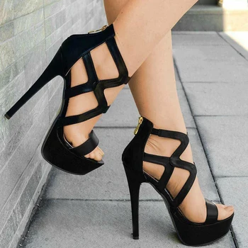 Veľká veľkosť 35-47 najvyššej kvality vysokých podpätkoch značky luxusné prispôsobenie topánky žena strany sexy čierne dámske topánky letné sandále žena 2020