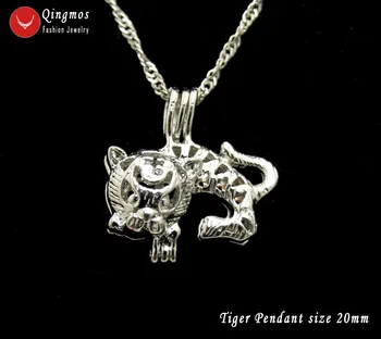 Qingmos Trendy Želanie Pearl 20 mm Tigra v Klietke Chokers Náhrdelník pre Ženy & Hliva Láska Pearl Prívesok & Náhrdelník Reťazca Darčekovej krabičke-3656