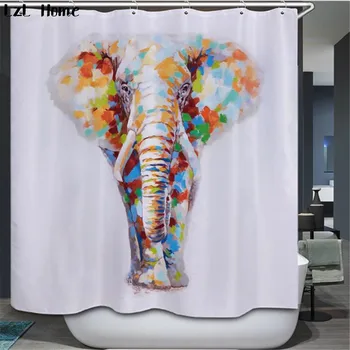 LzL Domov Slon 3D Sprchový Záves Legrační Zviera Vzor Kúpeľňa Opony Nepremokavé Polyesterové Tkaniny Jedinečný Dizajn Domova