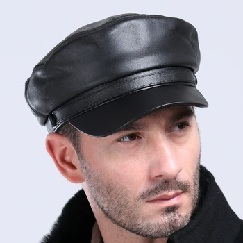 2020 nové Originálne Kožené ovčej spp Módne Spp Box Klobúk mužov značky spp reálne kožené módne študent čiapky kožený klobúk