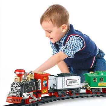 Deti Elektrické Diaľkové Ovládanie Železničnej Vlakovej súpravy Simulácia DIY Montáž Model Vlaku Hračka Nabíjateľná Klasické Parný Vlak Deti Bi