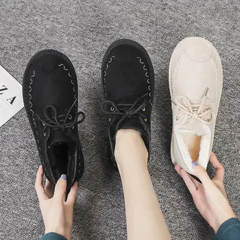Sneh topánky ženy 2019 nové zimné móda kórejský lenivý plus velvet popruhy jednoduchý bavlna topánky