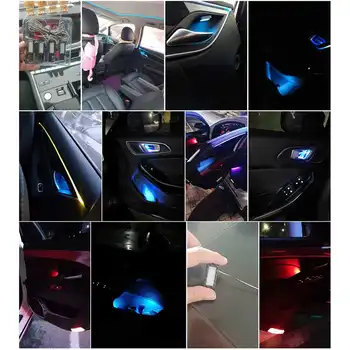 4Pcs/set LED Osvetlenia Okolitého prostredia Auto Vnútorné Miska Light Interiérové Dvere, Rukoväť, Dekoratívne Lampy Zábradlia Svetlá Auta Svetlá