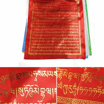 Tibetský Budhistický vajrasattva Zlaté písmo modlitebné vlajky hodváb päť farieb Tlač 3 M 10 ks/string Náboženské Šťastie Písme