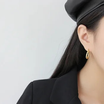 S'STEEL Väzbe Zlatá Obruč, Náušnice Pre Ženy kórejský 925 Sterling Silver Pendientes Plata De Ley 925 Mujer Earings Módne Šperky