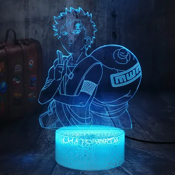 V pohode, Japonsko, Anime Postavy Naruto Gaara 3D LED Nočné Svetlo 7 Farieb Praskanie Biela Base Stolná Lampa Spálňa Decor Narodeniny lampa Hračky