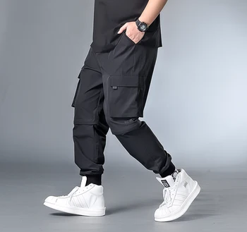 7XL-XXXXL Pachwork Cargo Nohavice Streetwear Hip Hop Stuhy Joggers Nohavice Mužov Japonskom Štýle Black Bežné Trati Nohavice Módy