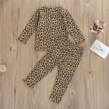 Batoľa, Dieťa 2 Kus Oblečenie Pre Voľný Čas Nastaví Leopard / Zebra Vzor Tričko S Dlhým Rukávom Top + Dlhé Nohavice Obleky, Pyžamá