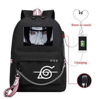 Anime Školy Bagpack Naruto Batohy Uchiha Itachi Bookbag Japonské Anime Školské tašky pre Dievčatá, Ženy Batoh USB Notebook Tašky