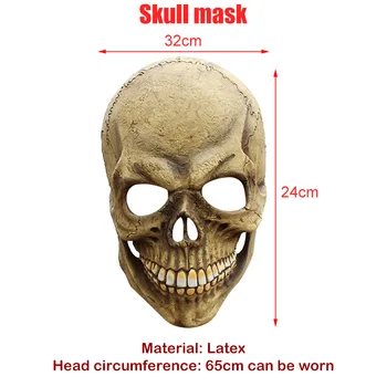 Realistické Lebku Plnú Hlavu Masku Strašidelný Halloween Party Maska Cosplay Latex Prop Klubu Strany Cosplay Kostým Rekvizity Zábavnej Dospelých