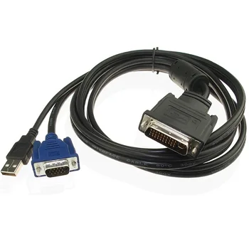 DVI M1-DA 30+5 Pin do 15 kolíkový konektor VGA + USB Kábel Projektora 1,8 M