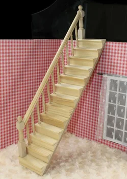 MINI Bábiky dom Mini model villa chata DIY zábradlie, schody ľavej strane