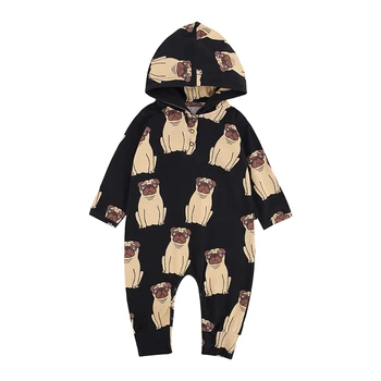 TinyPeople krásne Buldog Dieťa Remienky na jeseň Bavlna s kapucňou Novonarodených Chlapcov onesie Dievčatá Kojenecká Detské Oblečenie s Dlhým Rukávom Jumpsuit
