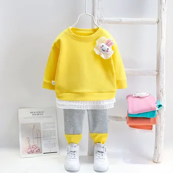 Baby Dievčatá Oblečenie Pre Batoľa Oblečenie Sady 2020 Jeseň Sladký, Dlhý Rukáv T-Tričko + Nohavice 2ks Ležérne Oblečenie