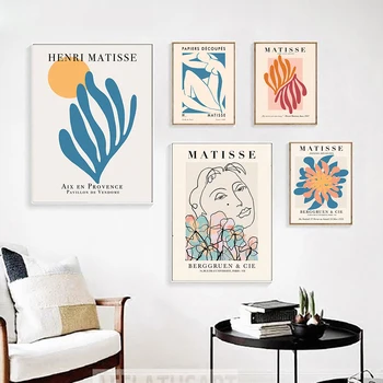Retro Matisse Plagát A Vytlačí Abstraktné Nahé Wall Art Maliarske Plátno Farebné Rastlín Obrázok Pre Obývacia Izba Nordic Domova