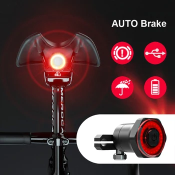 NEWBOLER Požičovňa Smart Auto Brzdy Snímanie Svetlo na Bicykel Vodotesný LED USB Nabíjanie Cyklistické zadné svetlo na Bicykel Zadné Svetlo Príslušenstvo