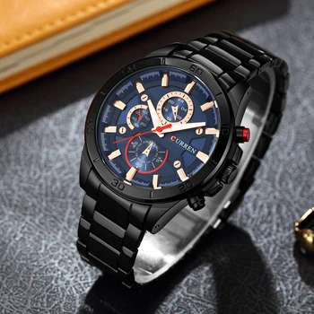 CURREN Luxusné Značky Mužov Sledujte Fashion Analógový Športové náramkové hodinky Bežné Quartz Plné Oceľové Pásmo Muž Hodiny Relogio Masculino