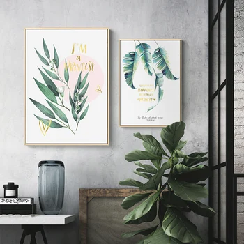 Nordic Štýl Minimalistický Zelené Rastliny Plátno Maľovaní Plagátov A Tlač Moderný Dekor Wall Art Obrázky, Obývacia Izba, Spálňa