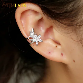 925 sterling silver kvet ucho klip na náušnice č prepichnúť ucho putá ženy jemné minimálne módne šperky v uchu zábal earcuff