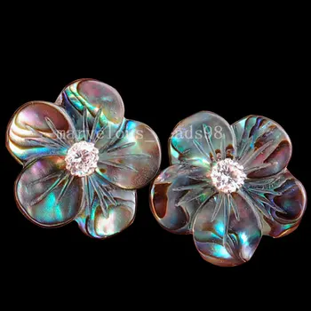 Doprava zadarmo 12mm Módne Šperky Nový Zéland Ablone Shell Flower Art Náušnice Stud 1 pár MC4245