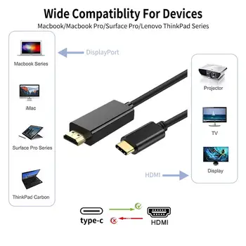 USB C do Adaptéra HDMI 4K 30Hz Kábel HDMI Typu C pre MacBook Samsung Galaxy s rezacím zariadením S10 Huawei Mate P20 Pro USB-C HDMI Prevodník Adaptér
