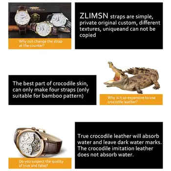 ZLIMSN Krokodílej kože hodinky kapela 18 mm 20 mm 22 mm muži ženy luxusné krokodílej kože popruh 15 farieb voliteľné Prispôsobiteľný veľkosti