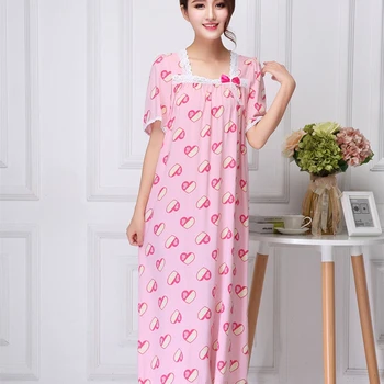 Odev žien-krátke rukávy láska koži-priateľský bavlna kórejský čerstvé plus tuku dlho nightdress pijama home service Sleepwear