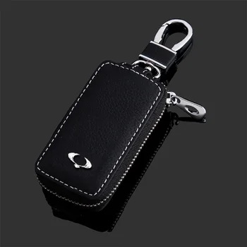 Pre SsangYong Actyon Kyron Rexton Korando Kožené Kľúča Vozidla V Prípade Kovové Auto Logo Zips Tlačidlo Krytu Keychain