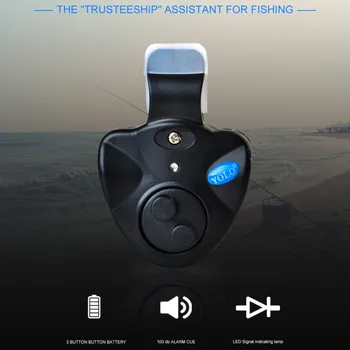 1pcs YOLO Rybárske Elektronickej LED Svetlo Ryby Skus Zvukový Alarm Bell Klip Na Rybársky Prút Black Náčinie, Rybárske príslušenstvo