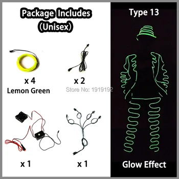 EL Vyhovuje Nové Módne EL/LED Oblečenie Svetelný Kostýmy Žiariace Rukavice, Topánky Ľahké Oblečenie Mužov EL Masky Obliekať Party Dance