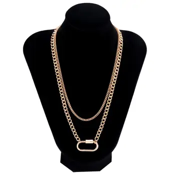 Salircon Jednoduchý Odkaz Chain Lock Náhrdelník Prívesok pre Ženy Šperky Vintage Estetické Multi Layer Choker Náhrdelník Darček 2021 Trend