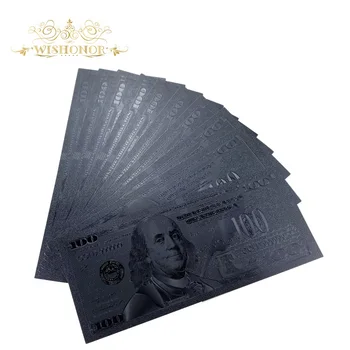 10Pcs/veľa American Black Gold Bankovka 100 Dolár USD Zlatej Fólie Bankoviek Falošné Peniaze Na Zbierku Dary