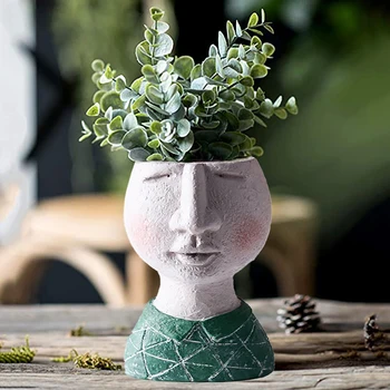 Ľudskú Tvár Dizajn kvetináče Ploche Váza Tvorivé Živice Succulents Kvetináčov Kvety Usporiadanie Dekorácie pre Domáce Kancelárie