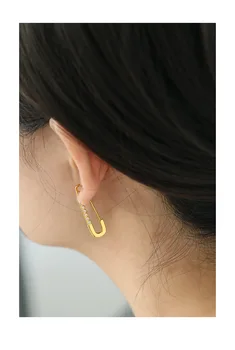 Kórejský Hoop Earing Pin Tvarované Zirkón Earings 925 Sterling Silver Šperky Pre Ženy Kúzlo Šperky Aros De Plata De Ley 925 Mujer