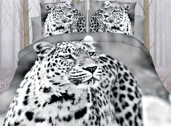 3d Pes/mačka/leopard Zviera Tlače King Size 4pcs posteľná bielizeň Nastaviť Perinu Posteľ List obliečok Posteľná Bielizeň Nastaviť Red Rose prestieradlá