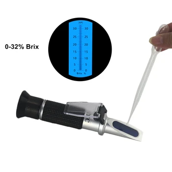 Refraktometer Cukru Prenosné Brix Refraktometer Optické Nástroje ATC Refratometro 0-32% Brix Tester Č Retail Box