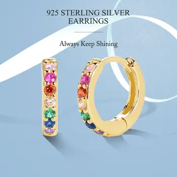 ELESHE Autentické 925 Sterling Silver Šperky Pre Ženy Žiarivý Kryštál Rainbow Obruče Náušnice Svadobné Zapojenie Jemné Šperky