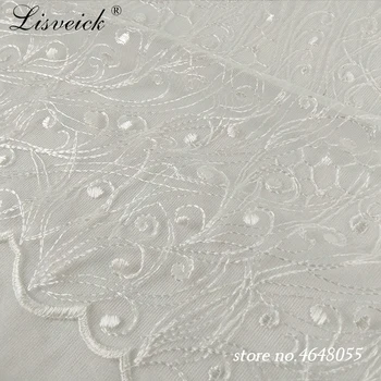 1yard Nové biele polyester výšivky rebra oka tylu čipky textílie diy svadbu večerné šaty textílie vdovy gázy