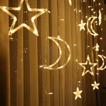 137inch Moon Star Lampa LED Lampa String In Vianoce, Narodeniny Svetlá Party Dekorácie Dovolenku Svetlá Opony Lampa Svadobné Neon