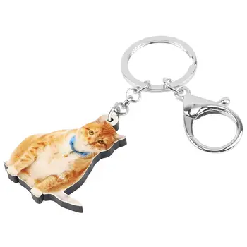 Bonsny Akryl Orange American Wire Haired Cat Kitten Keychains Krúžok Zvierat Šperky, Darček Pre Dievčatá Kabelke Peňaženku, Dekorácie