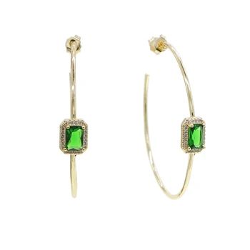 Veľké 45mm Hoop Náušnice Vyhlásenie Šperky pre Ženy, Svadobné Šperky Brincos Kolo so zeleným Zirkónom Luxusná Zlatá farba
