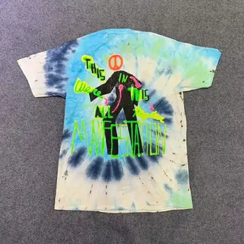 Scott Travis Astroworld Manfestation T shirt tie Dye Tee Hip Hop Muži Ženy Najlepšiu Kvalitu ASTROWORLD Bežné Bavlnené Tričko