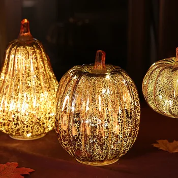 Sklo Tekvica LED Svetlo Žiariace Jemné Halloween Dekoratívne Lampy Strana navrhne na deň Vďakyvzdania Halloween Jeseň Dekorácie