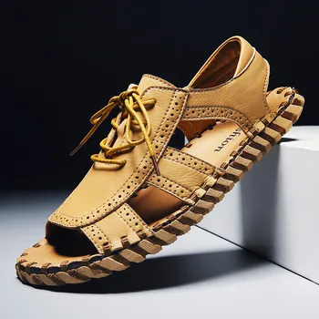 2020 Originálne Kožené Sandále Mužov Topánky Krava Mužov, Kožené Sandále, Topánky Pánske Letné Sandále pánske Sandále Topánky Muž Chaussure Homme