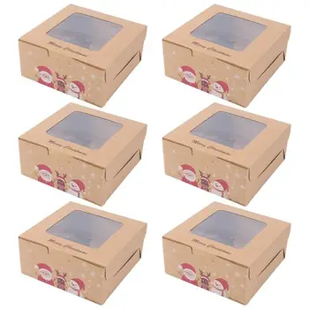 6Pcs Vianočné Cupcake Box Pečenie Dezert Balenie Box Darček Holding Prípade