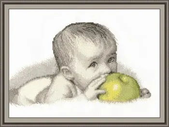 Dodanie zdarma Najvyššej Kvality Krásne Počíta Cross Stitch Súprava Baby Skus Apple, dieťa, dieťa s apple ovocie